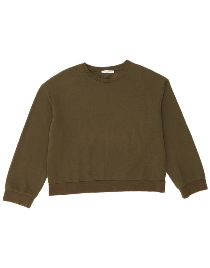 Felpa oversize da donna Zara, maglione UK 10, piccolo cotone kaki