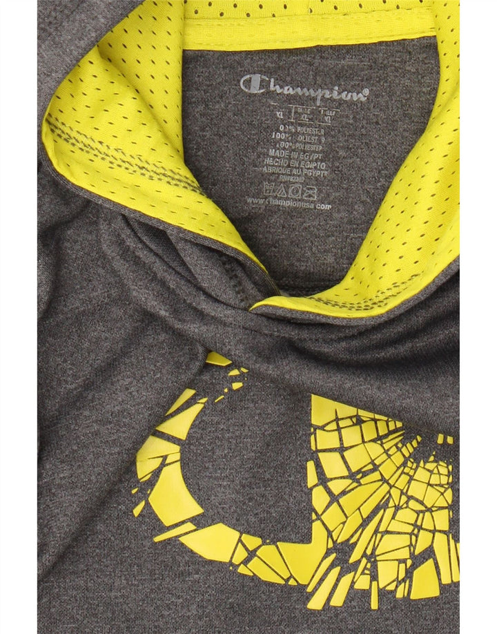CHAMPION Womens Graphic Hoodie Jumper UK 18 XL Grey Polyester Vintage Champion and Second-Hand Champion from Messina Hembry 