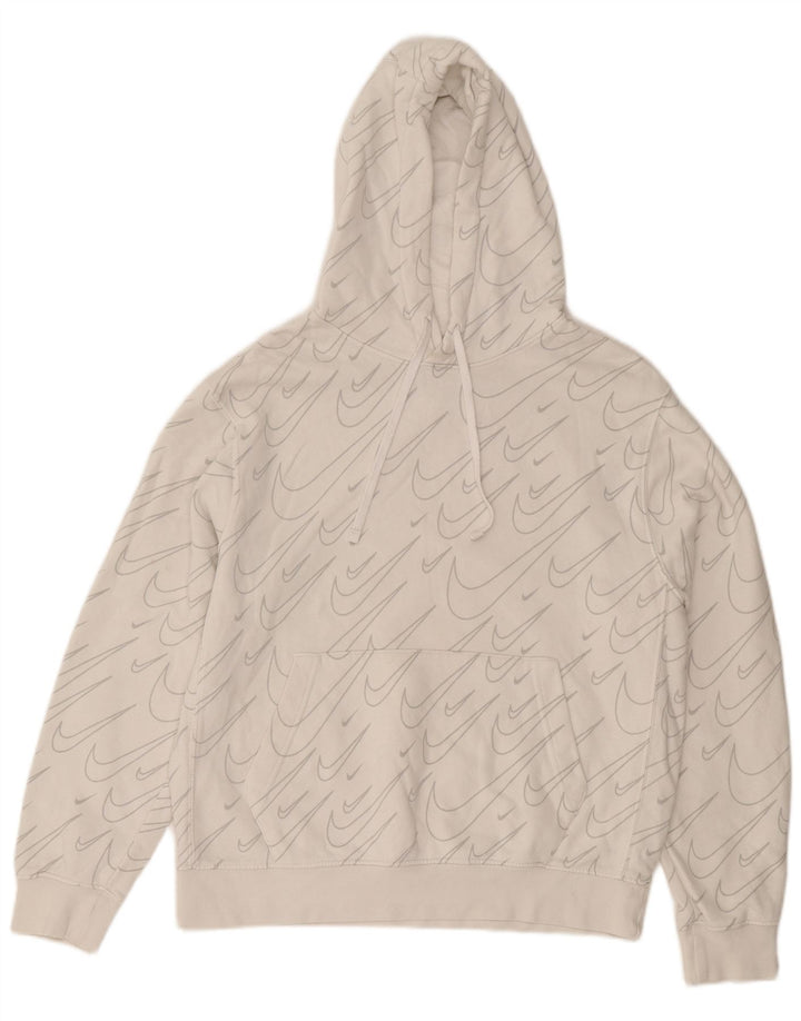 Felpa con cappuccio grafica Nike da uomo in cotone bianco sporco medio