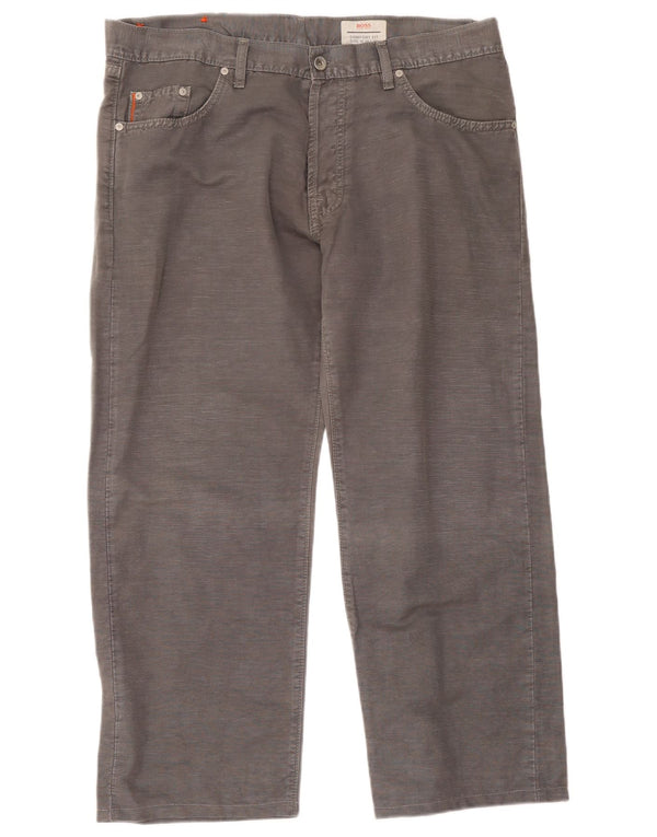 Jeans dritti da uomo vestibilità comoda Hugo Boss W38 L30 cotone grigio