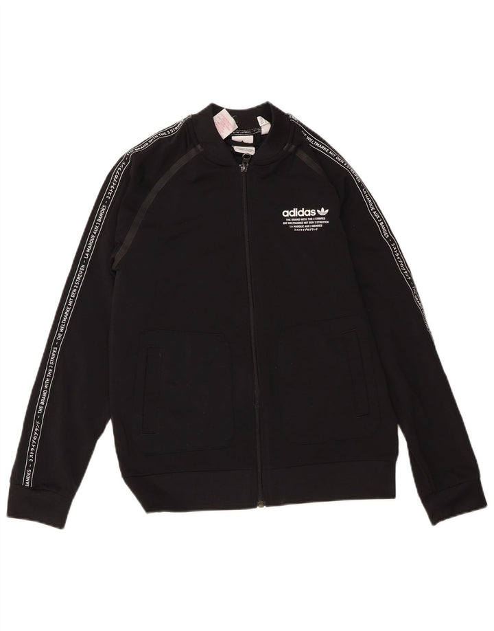 Giacca da ginnastica grafica da ragazzo Adidas 11-12 anni in poliestere nero