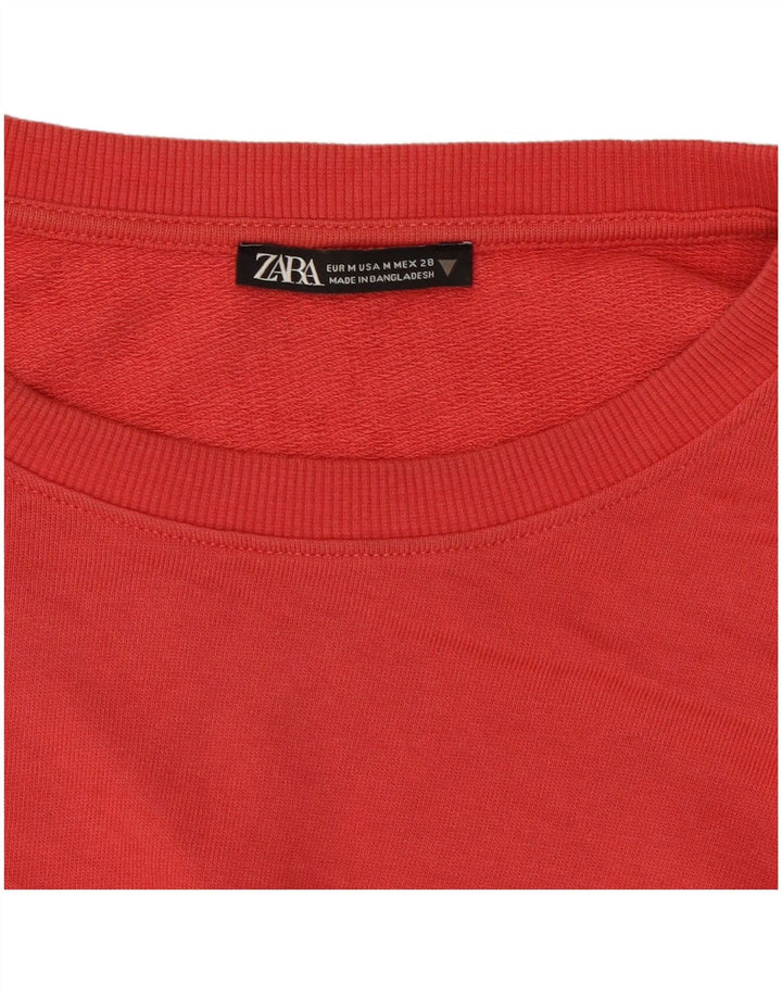 Felpa corta da donna ZARA maglione UK 14 rosso medio
