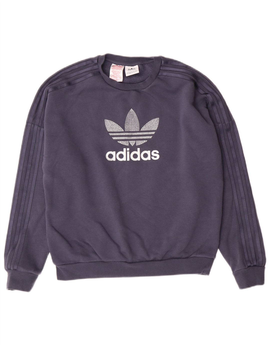 Felpa grafica da donna ADIDAS, maglione UK 12, cotone blu navy medio