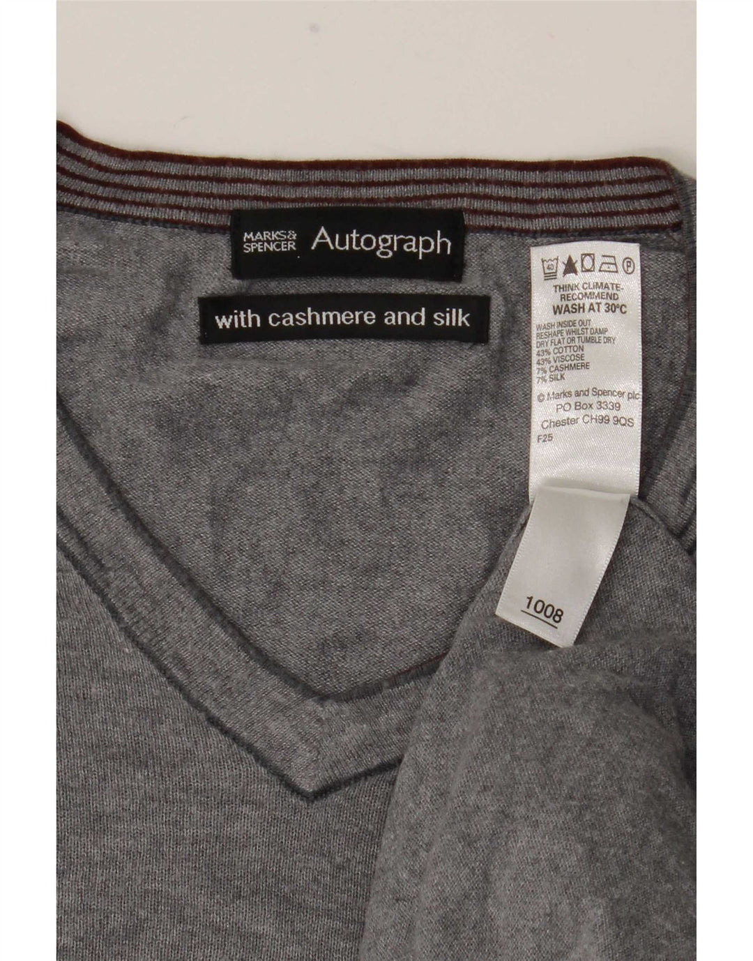 Marks & Spencer Top autografo da uomo a maniche lunghe in cotone grigio medio