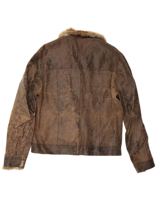 Giacca in pelle da uomo MAYS UK 40 grande in pelle marrone