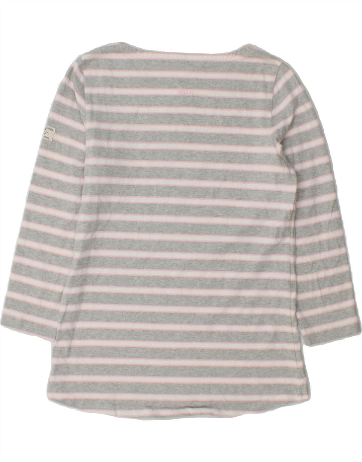 JOULES Womens Top 3/4 Sleeve UK 10 Small Grey Striped Cotton Vintage Joules and Second-Hand Joules from Messina Hembry 