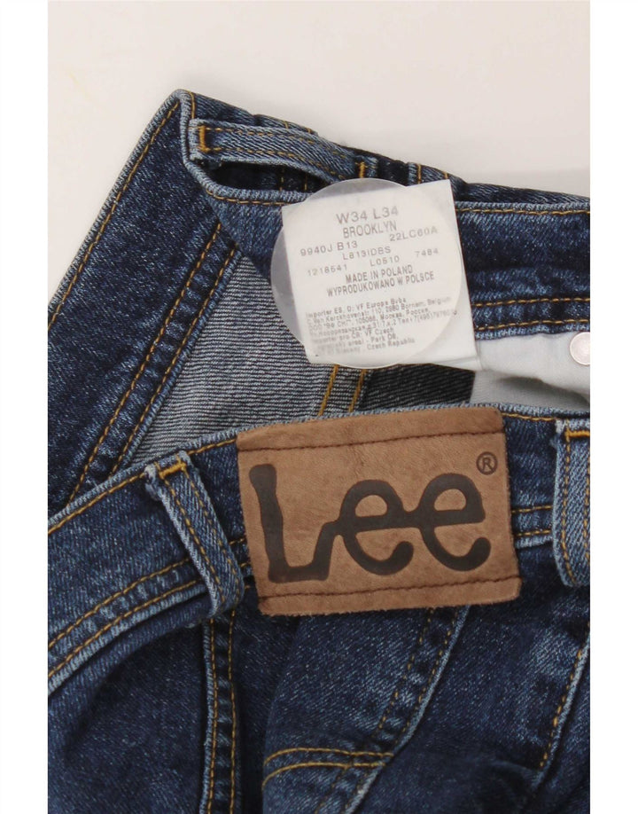 Jeans dritti da uomo Lee Brooklyn W34 L30 cotone blu navy