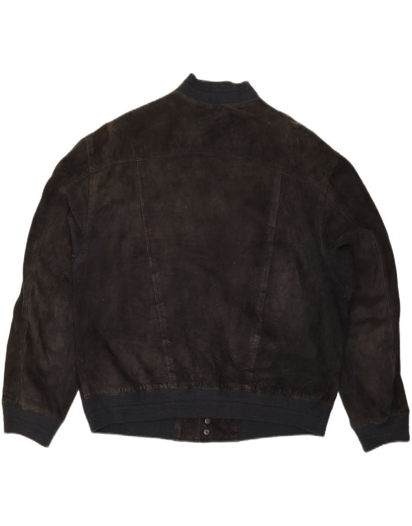 Giubbotto bomber da uomo in pelle scamosciata VINTAGE IT 54 2XL Pelle nera