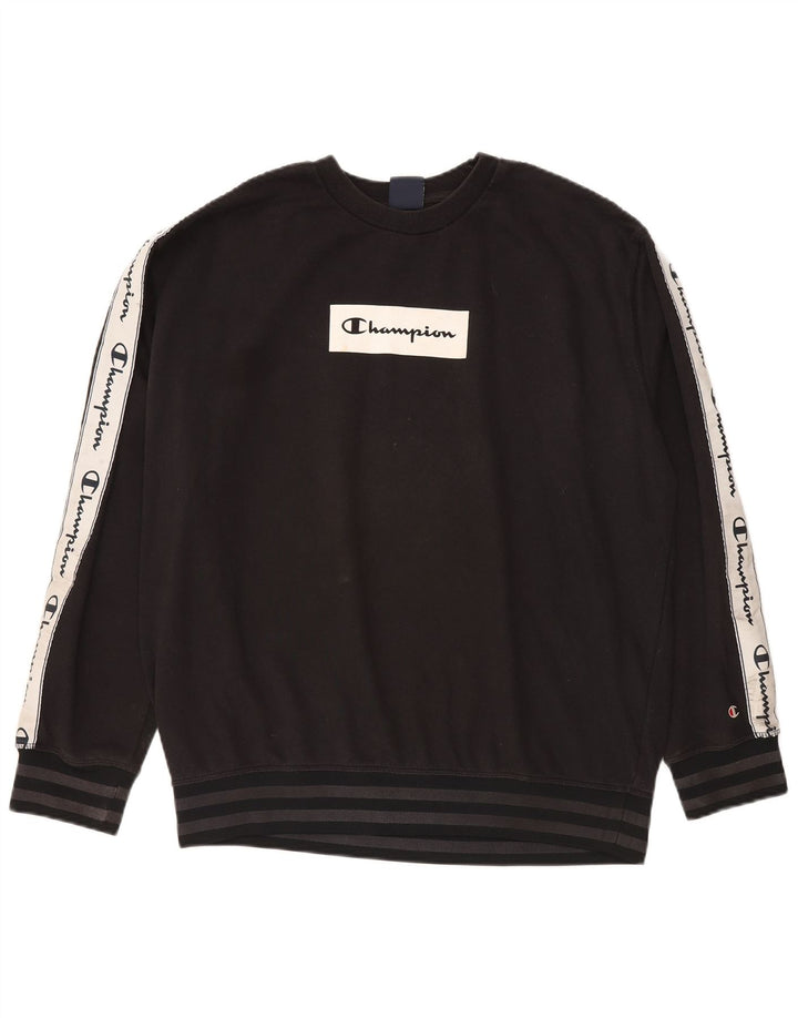 Felpa grafica da uomo Champion, maglione grande, cotone color block nero