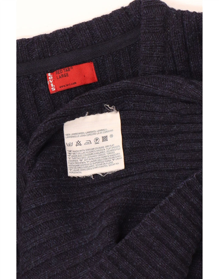 Maglione da uomo con scollo a V Levi's, grande, in lana blu navy