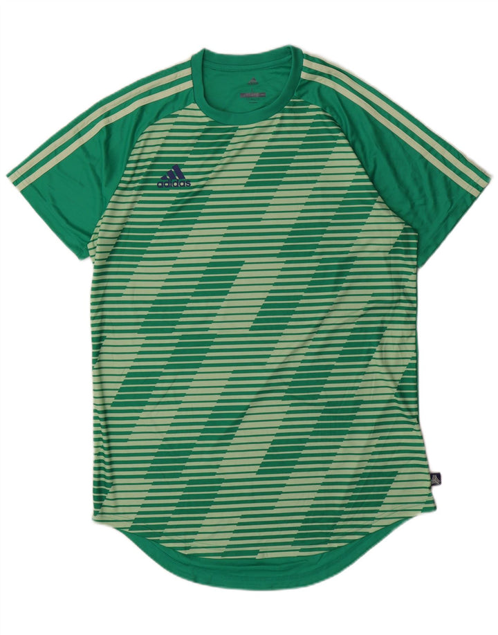 T-shirt ADIDAS da uomo Climalite Top in poliestere a righe verdi grandi