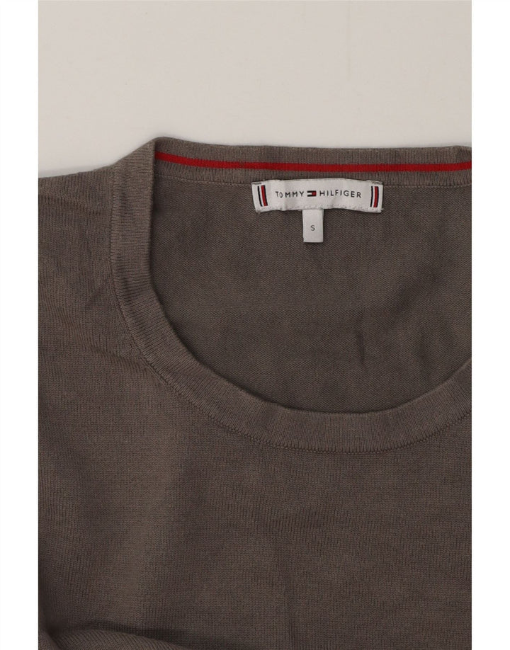 TOMMY HILFIGER Maglione maglione girocollo da donna UK 10 piccolo grigio