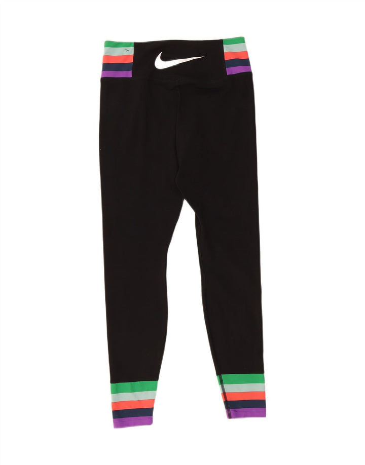 Leggings grafici Nike da donna Dri Fit piccoli in poliestere a righe nere