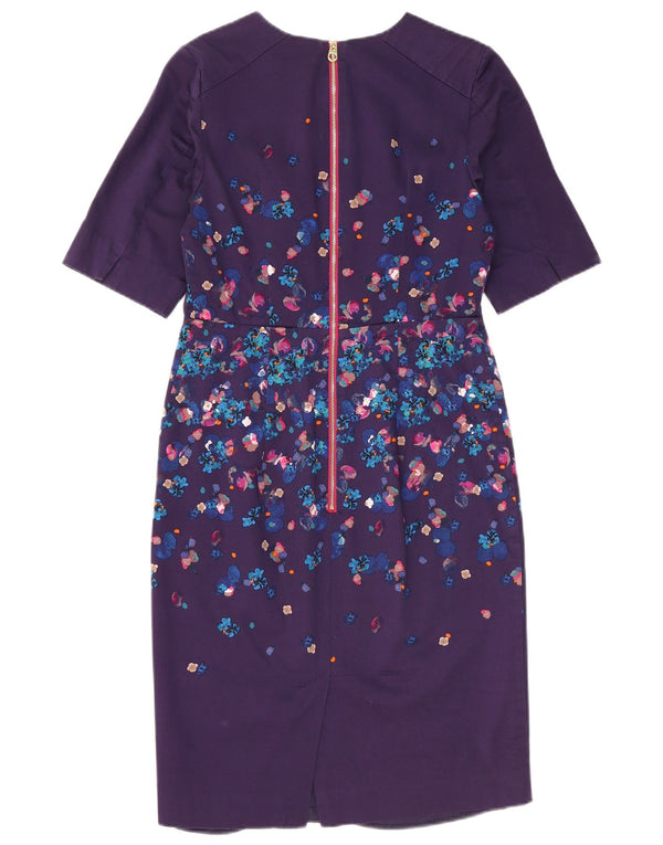 Joules Abito tubino a 1/2 maniche da donna UK 10 Piccolo cotone floreale viola