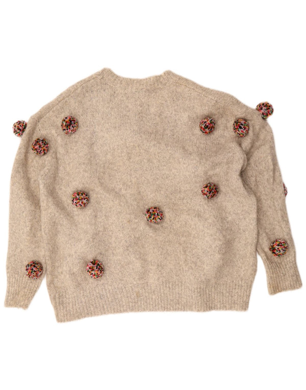 Maglione oversize con scollo a barca da donna Zara UK 10 piccolo beige screziato