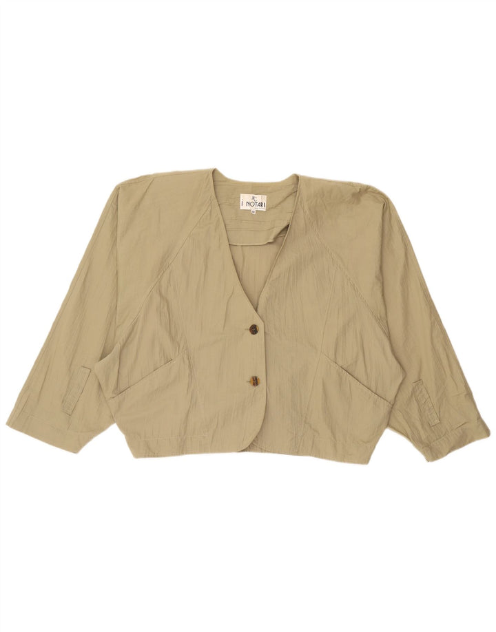 Giacca blazer vintage da donna a 2 bottoni a pipistrello UK 14 cotone verde medio