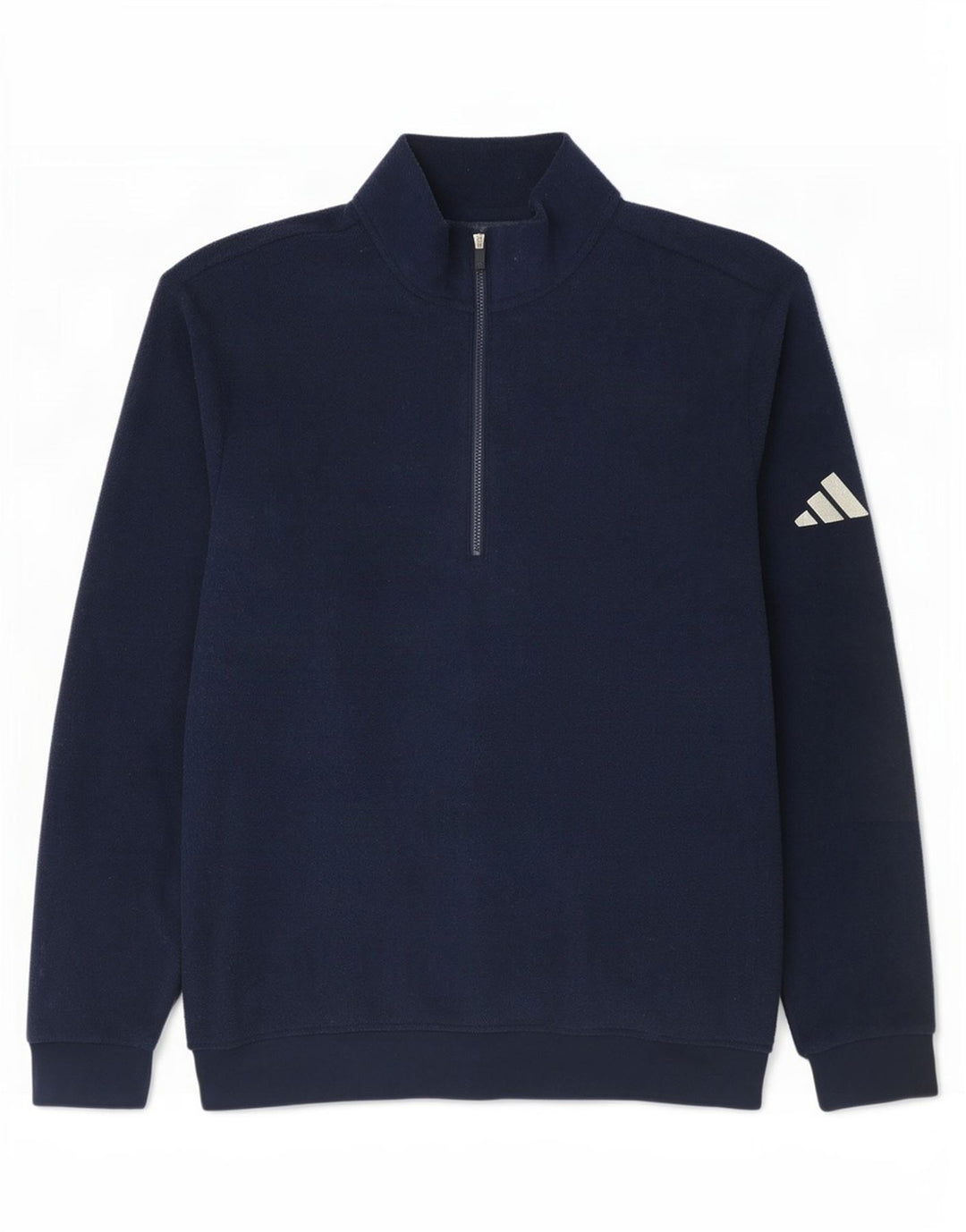 Maglione in pile da uomo Adidas con zip e collo medio in poliestere blu navy