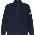 Maglione in pile da uomo Adidas con zip e collo medio in poliestere blu navy