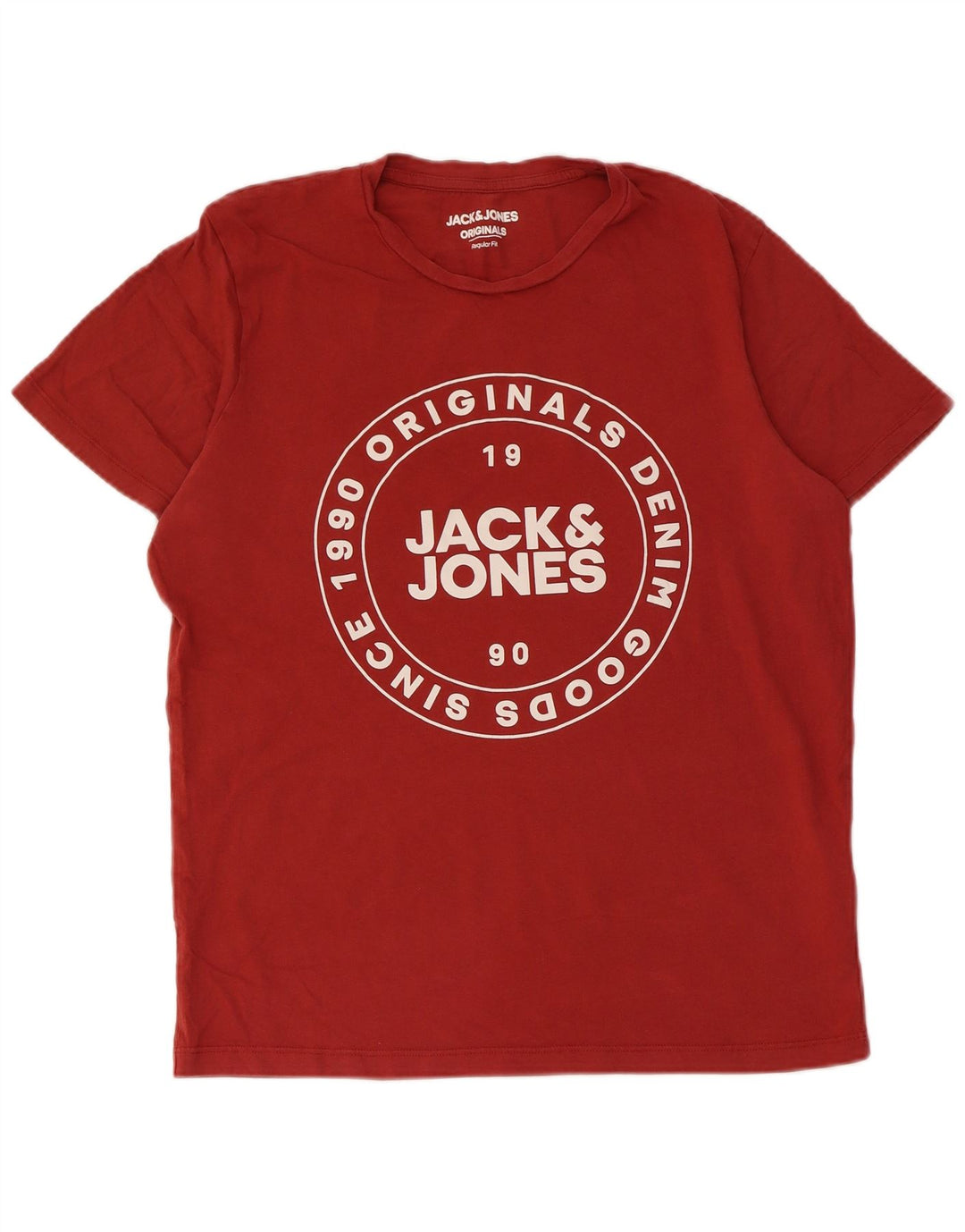 JACK & JONES T-shirt grafica da uomo con vestibilità regolare, rosso medio, in cotone