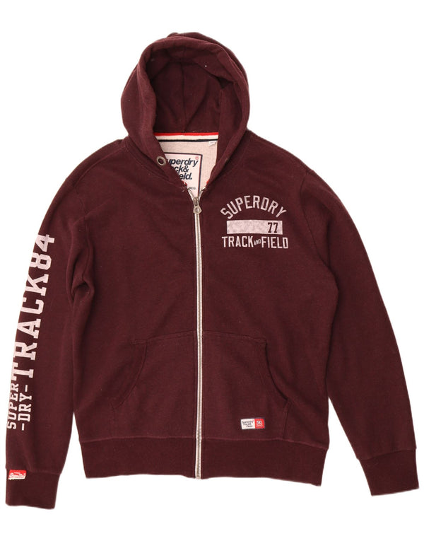 Felpa con cappuccio e zip grafica da uomo Superdry 2XL in cotone bordeaux