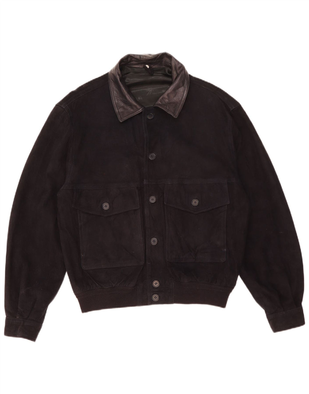 Giubbotto bomber vintage in pelle scamosciata da uomo IT 52 XL in pelle nera
