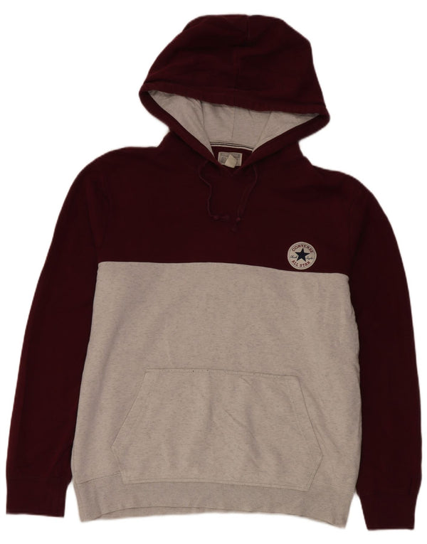 Felpa con cappuccio da uomo Converse Large in cotone color block grigio