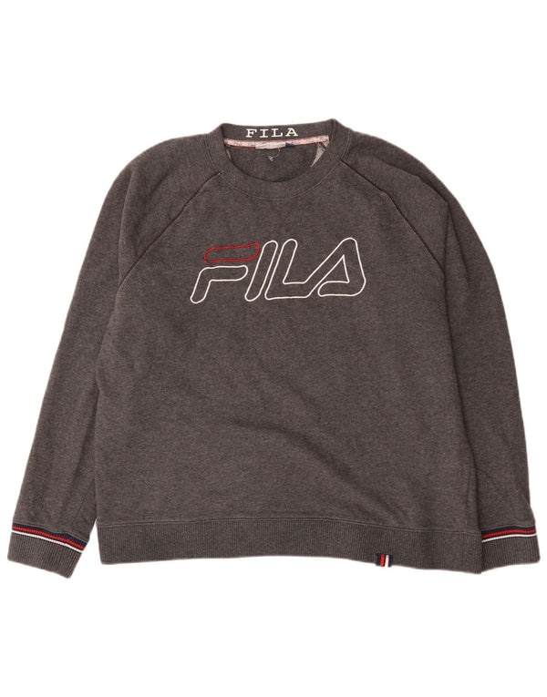 Felpa grafica da uomo Fila Maglione XL Cotone chiazzato grigio