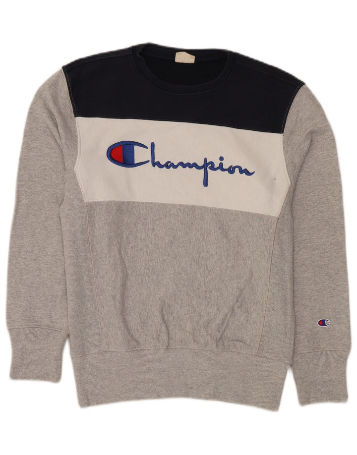 Felpa Champion da uomo con trama inversa, cotone grigio medio