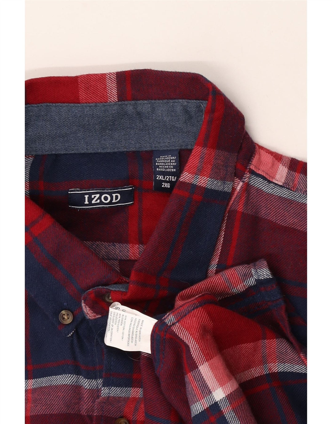 Camicia in flanella da uomo Izod 2XL in cotone a quadri rossi