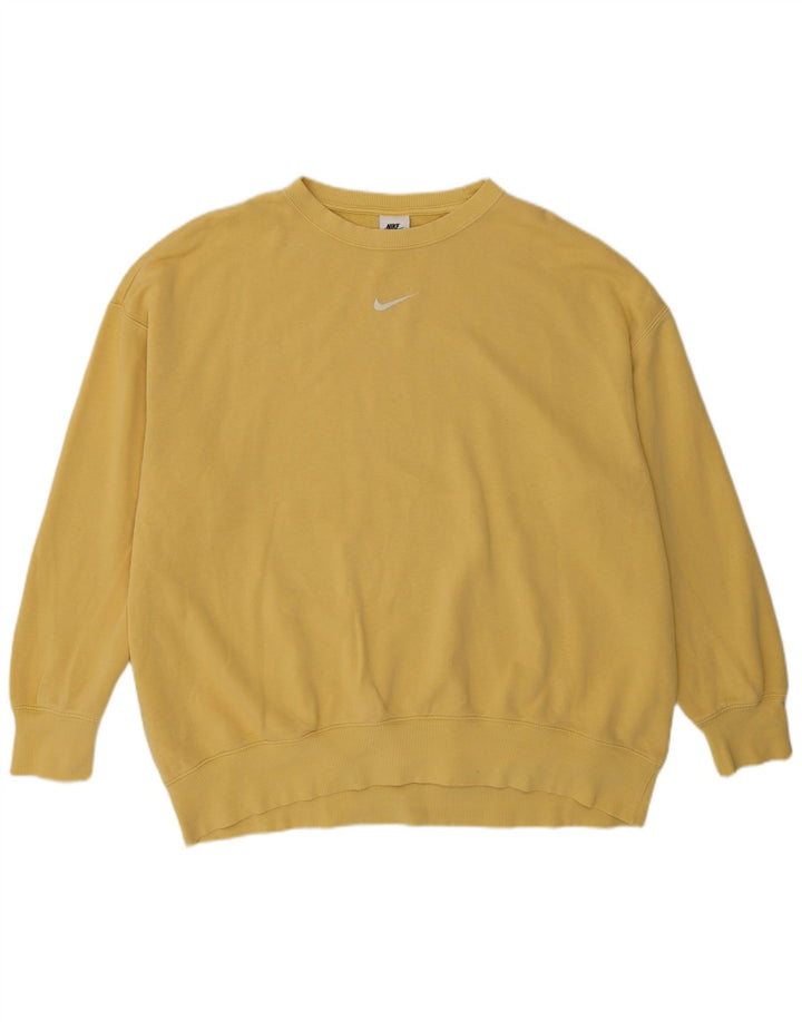 Felpa da uomo Nike Relaxed Fit, maglione grande, cotone giallo, anni '90