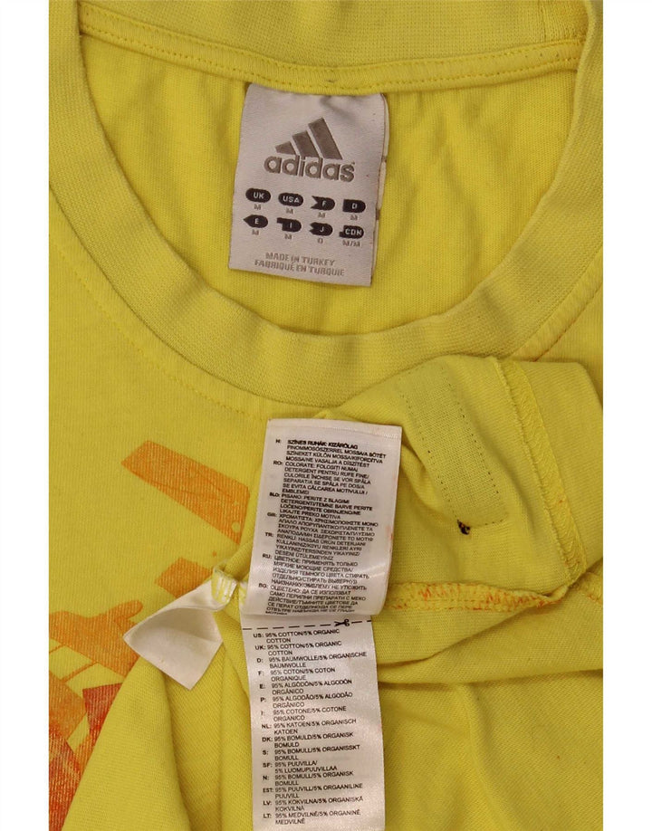 T-shirt grafica da uomo Adidas Top in cotone giallo medio
