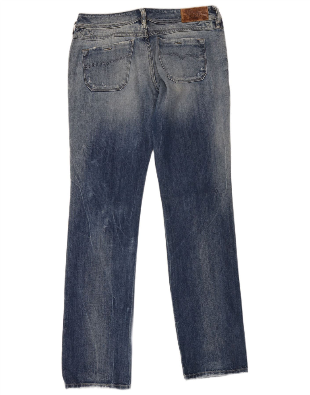 Jeans dritti invecchiati da donna Diesel W28 L32 cotone blu