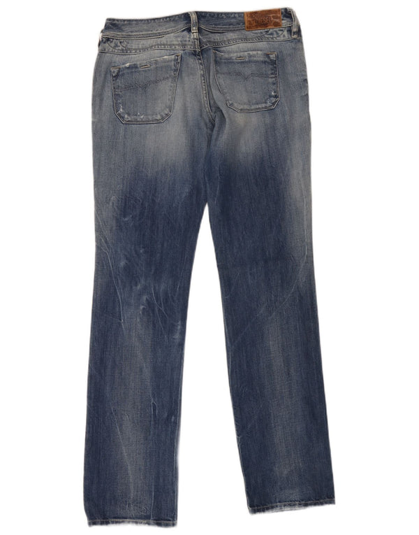 Jeans dritti invecchiati da donna Diesel W28 L32 cotone blu