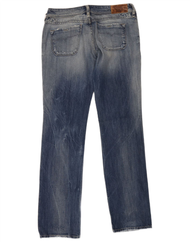 Jeans dritti invecchiati da donna Diesel W28 L32 cotone blu