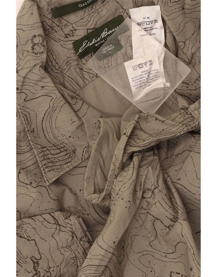 Camicia da uomo Eddie Bauer modello astratto vestibilità classica grande cotone beige