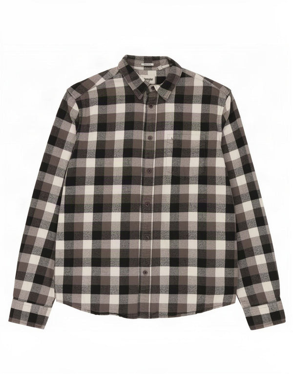Camicia Wrangler da uomo in flanella vestibilità regolare, piccolo cotone a quadri grigi