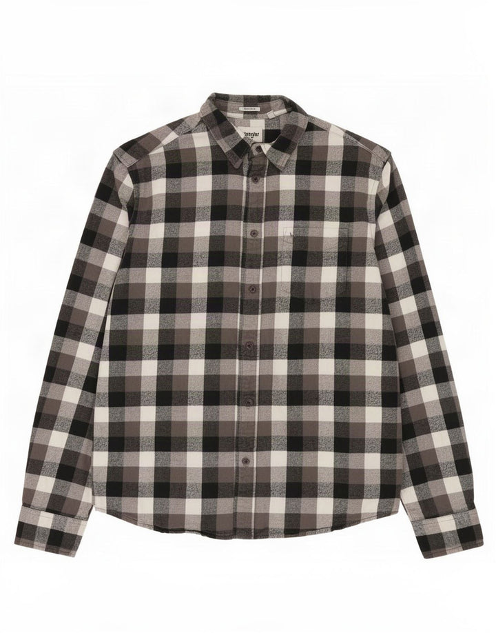 Camicia Wrangler da uomo in flanella vestibilità regolare, piccolo cotone a quadri grigi
