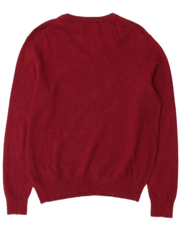 Gant Maglione da uomo con scollo a V in lana d'agnello bordeaux medio