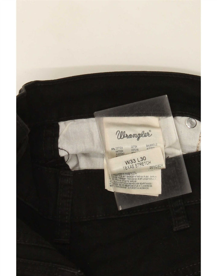 Jeans dritti elasticizzati Texas Wrangler da uomo W33 L30 cotone nero