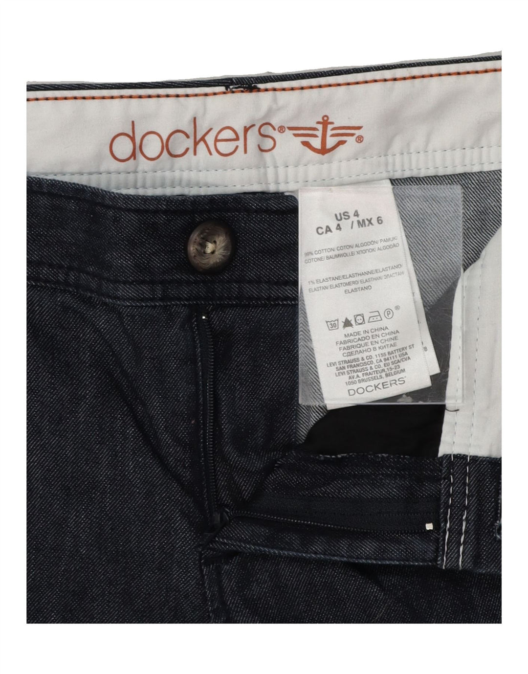 DOCKERS Womens Chino Shorts US 4 Small W30 Navy Blue Cotton Vintage Dockers and Second-Hand Dockers from Messina Hembry 