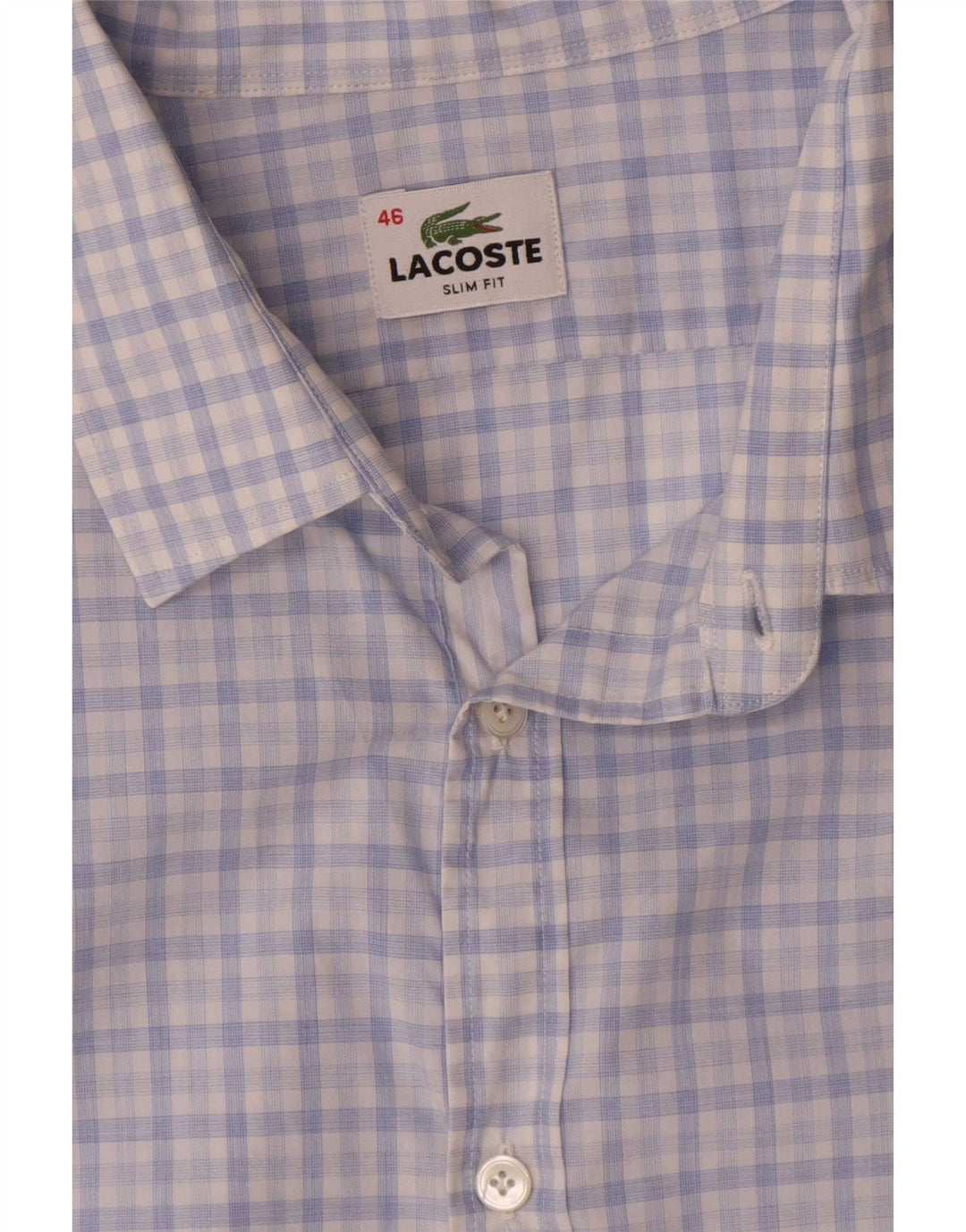 Camicia slim fit da uomo Lacoste taglia 46 2XL cotone a quadri blu