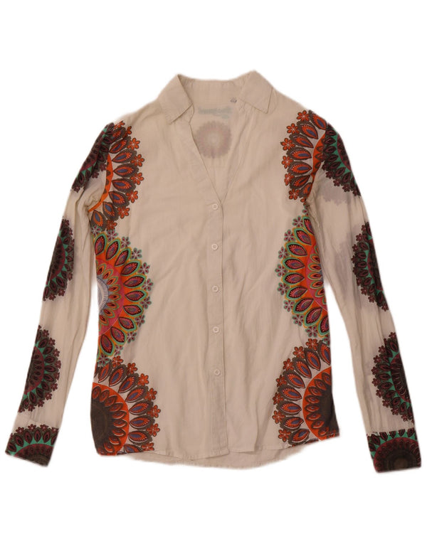 Camicia grafica da donna DESIGUAL UK 6 XS cotone Paisley bianco