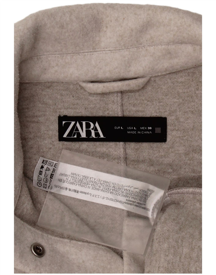Camicia in pile Shacket oversize da donna Zara UK 16 grande poliestere grigio