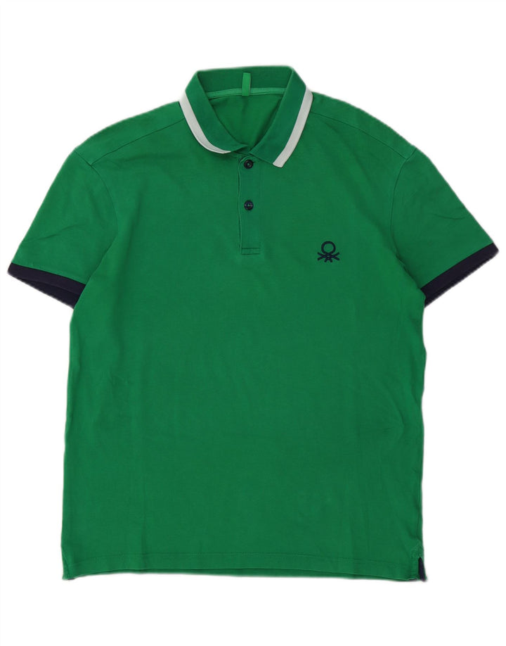 Polo Uomo Benetton In Cotone Verde Medio