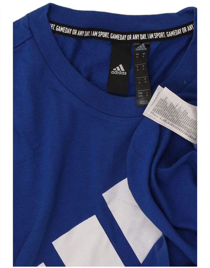 T-shirt grafica da uomo Adidas Top in cotone blu medio