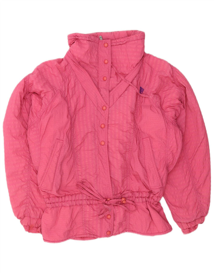 Giacca imbottita oversize da donna VINTAGE US 10 poliestere a righe grandi rosa