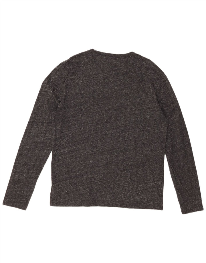 JACK WILLS Top da uomo a maniche lunghe in cotone chiazzato grigio grande