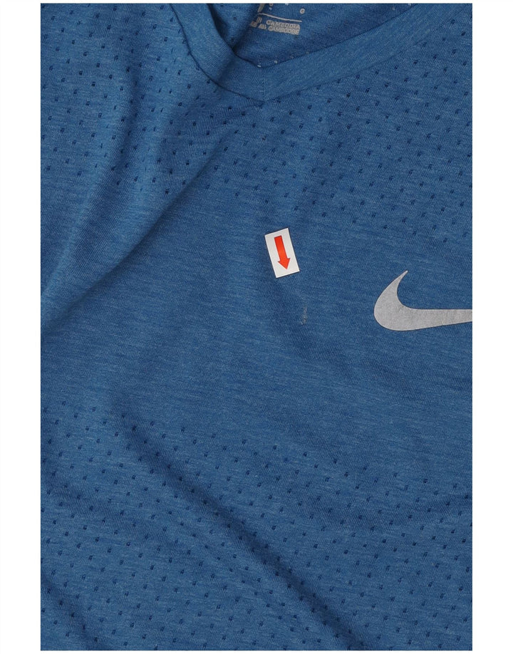 NIKE Mens Dri Fit T-Shirt Top Large Blue Polyester