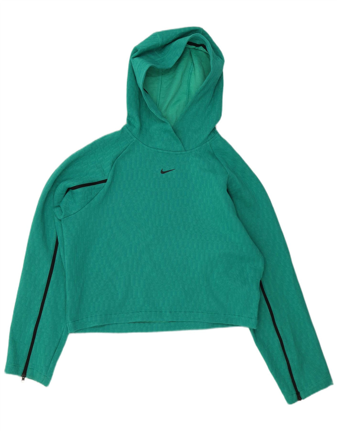 NIKE Felpa con cappuccio oversize corta da donna UK 10 Small Verde Poliestere