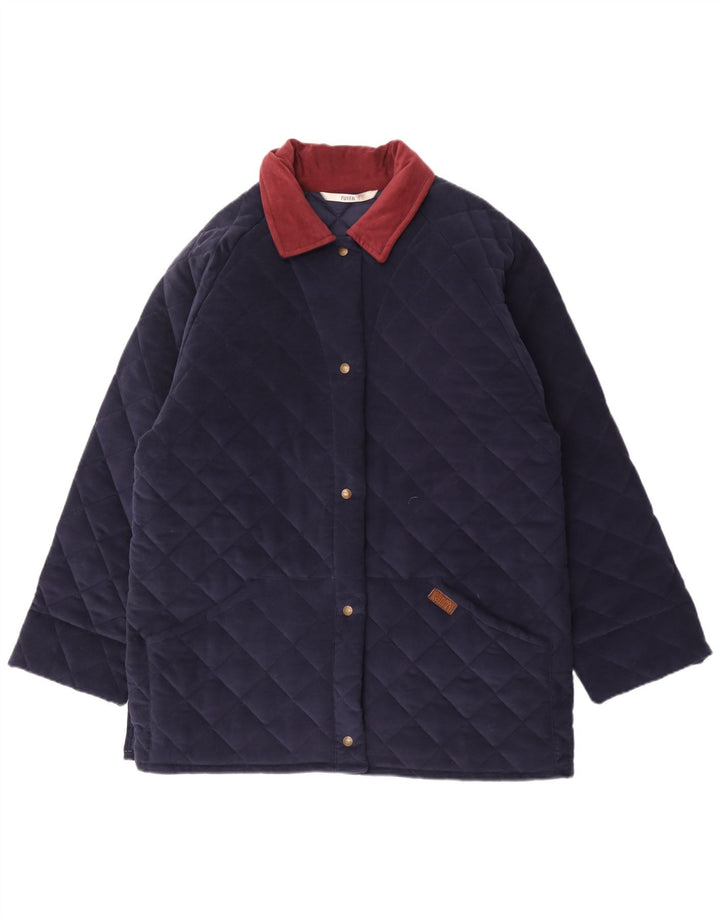 Giacca trapuntata da donna Puffa UK 16 grande in cotone blu navy